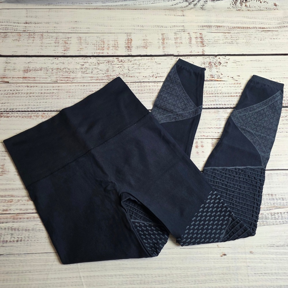 Spanx Look At Me Now Seamless Moto Leggings Navy Blue High‎ Waist Womens Medium